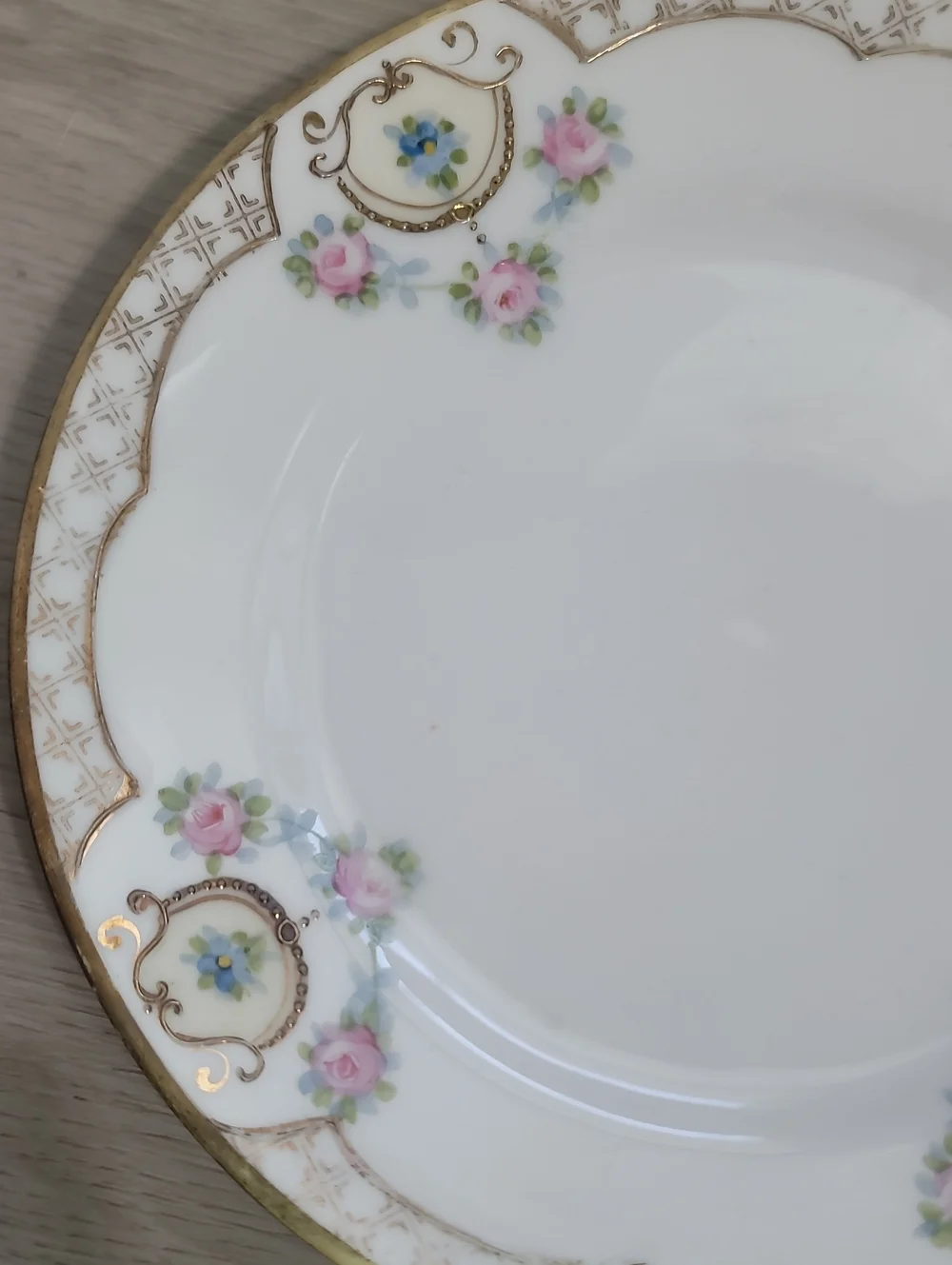 Vintage Nippon Hand Painted Floral Small Plates Set of 2 Gold Grandma Delicate